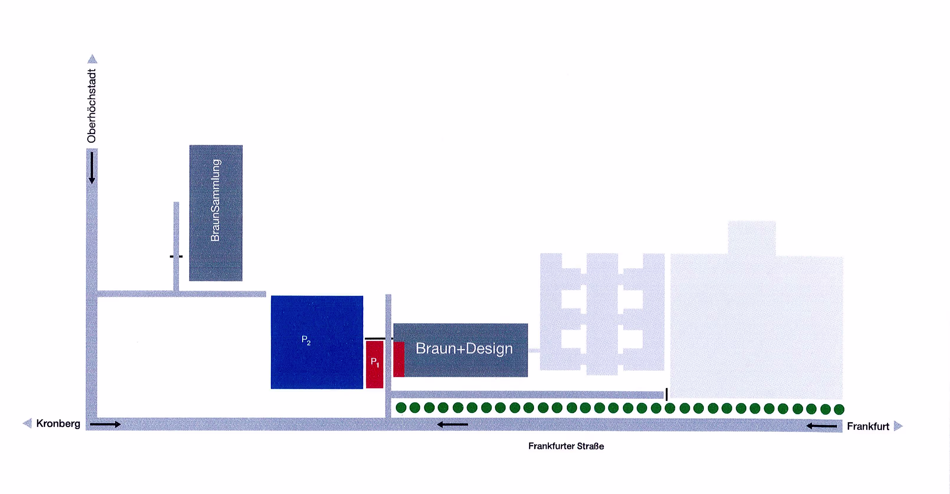 Lageplan mit Ladezone und Parkplätzen am Veranstaltungsort